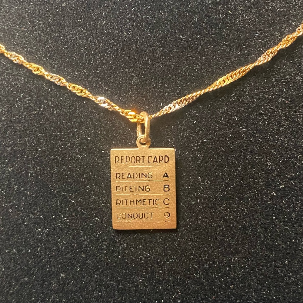 14K Vintage Report Card Charm Date 1951